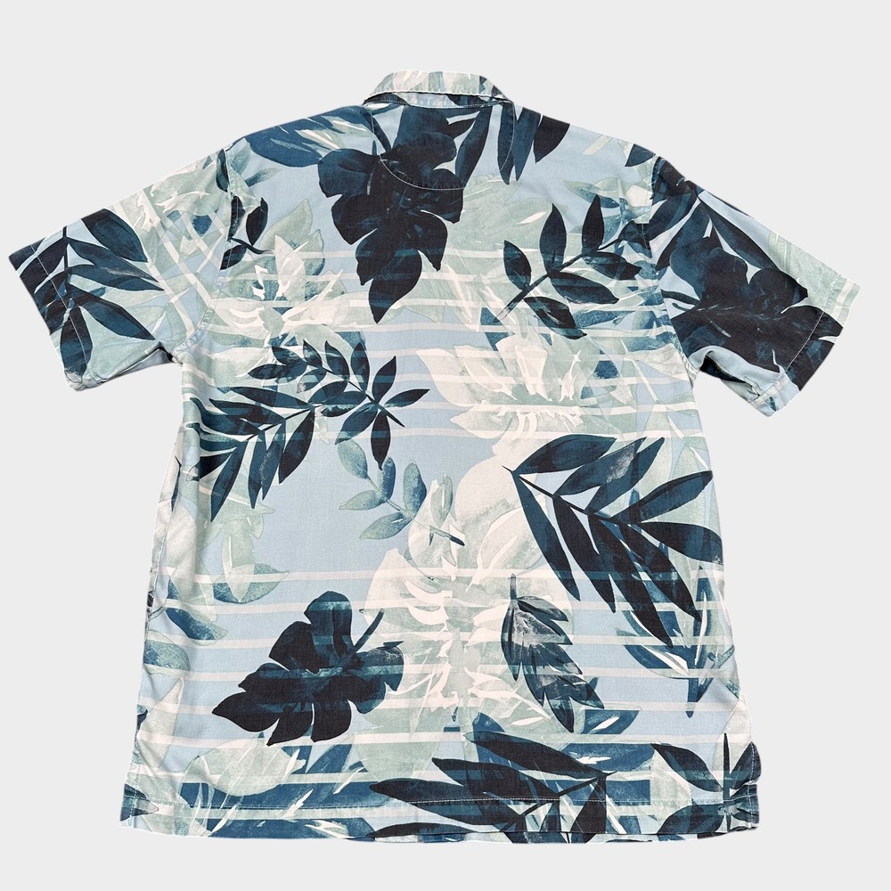 Tommy Bahama IslandZone Shirt Mens Medium Blue Green Tropical Silk Blend Coolmax - Picture 4 of 9